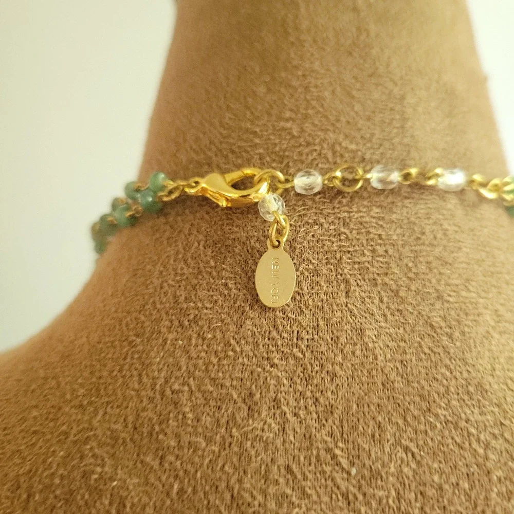 Rachel Reinhardt Green Gemstone Beaded Teardrop Necklace 18